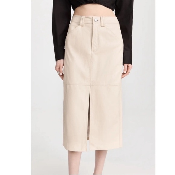 A.L.C Alden Faux Leather Front Back Slit Midi Skirt Size 4 - Picture 5 of 16